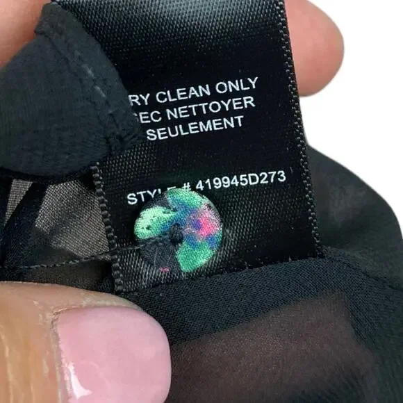 Rebecca Taylor 100% Silk Black with Floral Print Sleeveless Louisa Dress Small - Picture 7 of 10